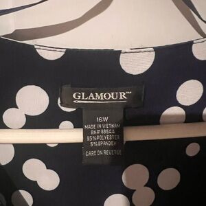 Glamour Dark Blue and White Polka Dot Dress